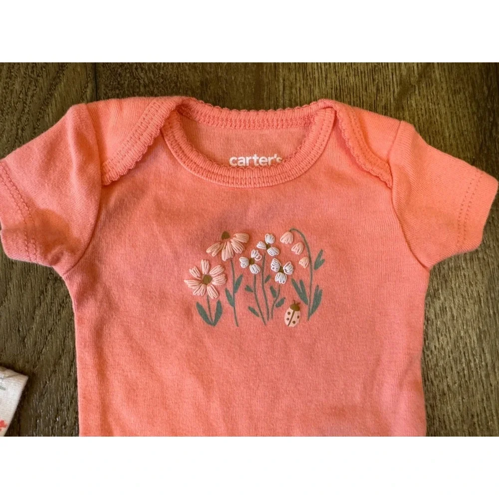 Carters Baby Girl Newborn Outfits Tee Shirts Bodysuits Clothes Smile Snuggles‎